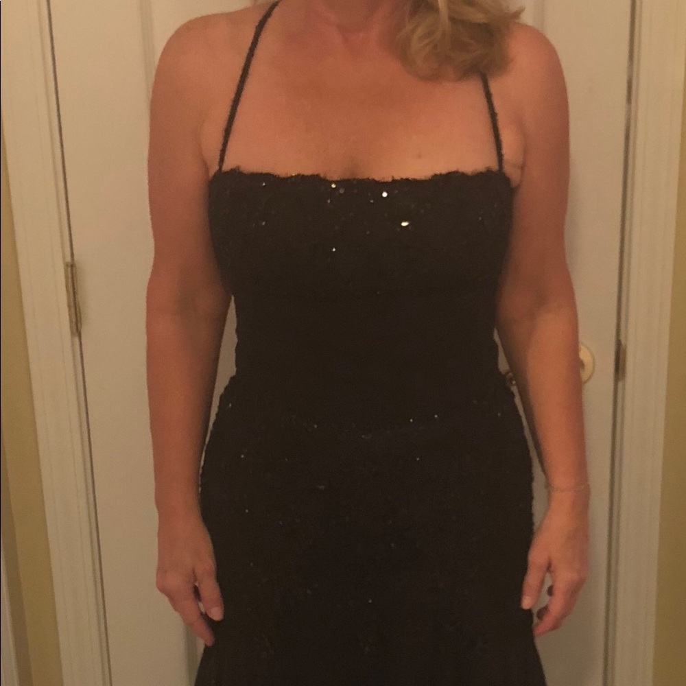 Black beaded ball gown